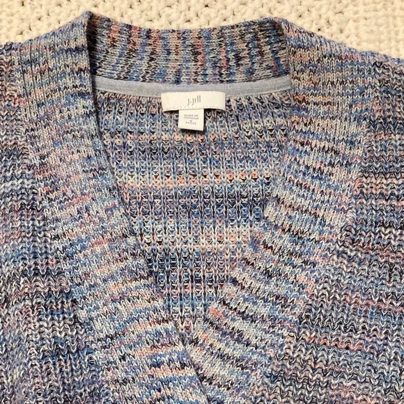 J. Jill Soft Blue Cotton V-Neck Sweater - Picture 4 of 9